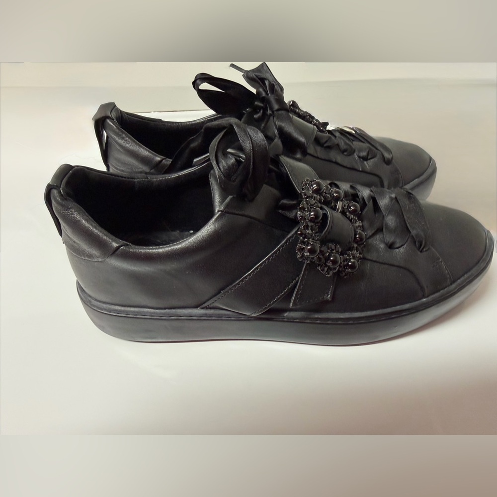 Högl Black Satin-Trim Embellished Ankle Sneakers